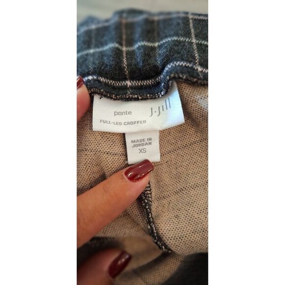 J. Jill Black Check Pleated Full Leg Cropped Ponte Pant Size XS - Picture 5 of 13